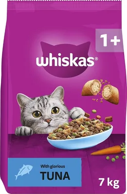 Whiskas Adult 1+ Tuna Food 7kg (1 Pack) - Aliment sec pour chat adulte - Diverses options d'emballage disponibles