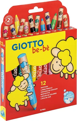 Giotto be-bè - Matite lavabili extra grandi, 7 mm, confezione da 12