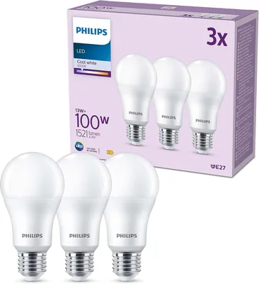 Philips LED E27 Bulb 100W Matt Neutral White (Pack of 3)