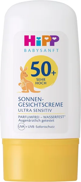 HiPP Babysanft Crema viso solare SPF 50+ senza profumo e impermeabile 30ml