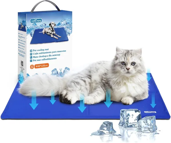 Matracilla Nobleza de Enfriamiento para Perros y Gatos, Gel Activado por Presión, No Tóxica, 50 x 40 cm, Azul