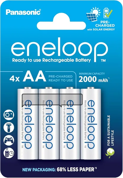 Panasonic Eneloop AA/Mignon oplaadbare batterijen - 4-pack met 25% korting