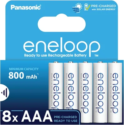 Eneloop AAA/Micro NI-MH Batteries 8 Pack - 800mAh+