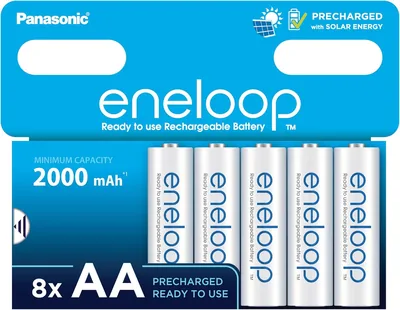 Panasonic Eneloop Herlaadbare Ni-MH Batterijen, AA/Mignon, 8-Pack, Verbeterde Capaciteit van Min. 2000 mAh, Levensduur 2100 Laden - 37% Korting