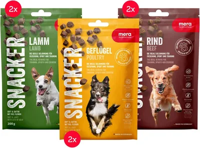 Mera Snacker Mix Pack 6 x 200g getreidefreie Hundekekse | Saftige Zutaten und zarter Teig, ohne Zucker oder künstliche Zusätze
