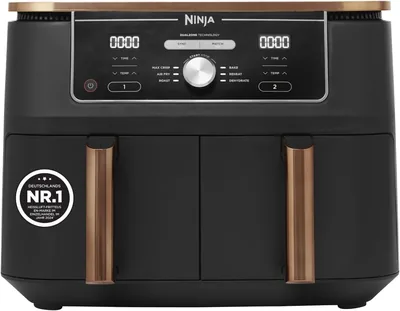 Ninja Foodi MAX Dual Zone Airfryer, 9.5 L, 2 Kompartimente, mit Greifzangen, antihaftbeschichtet, spülmaschinenfest