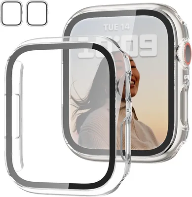 JZK 2 Pack Case with Tempered Glass for Apple Watch SE