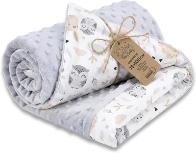 Baby Blanket Minky 100x75 cm Dubbelnät Fleece Koldvarm Tettad Varm
