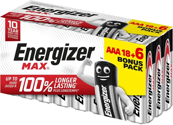 Energizer Max Pack of 18+6 AAA 1.5V Batteries