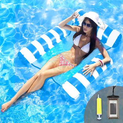 Schwimmender Pool Sitz Hamak, Wasserspielzeug Luftmatte Poolstuhl Wassersitz Poolhamacks Schlafmatte für Erwachsene - Best Deal
