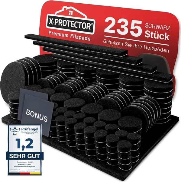 X-PROTECTOR Self-Adhesive Felt Pads Black - Pack of 235