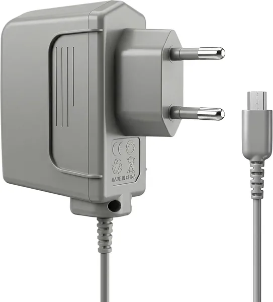 FLLAGG20 | Chargeur compatible Nintendo DS Lite 1x - Gris, câble 1.2m, prise européenne | Compact, léger, 450mA, 5.2V