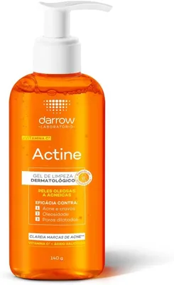 Darrow Actine Gel Limpiador Facial con Vitamina C para Piel Grasa y Acneica, 140g
