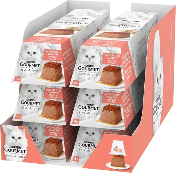 Revelations Gourmet Cibo Umido per Gatti Adulti Mousse con Salmone, 24 Confezioni da 57 g - Miglior Affare