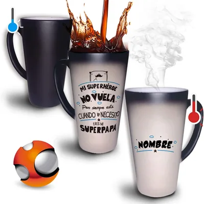 Taza Mágica Personalizada para el Día del Padre - 17 oz | Superhéroe Papá | Mejor Oferta