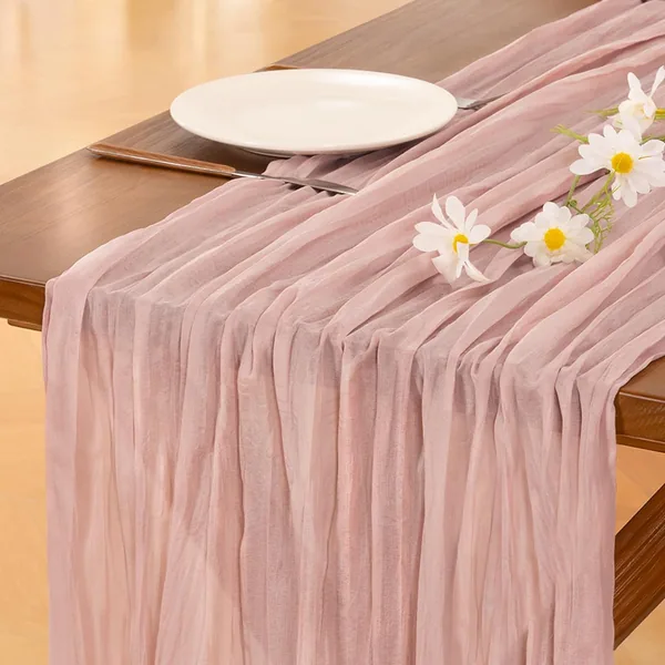 Socomi Pink Cheesecloth Table Runner