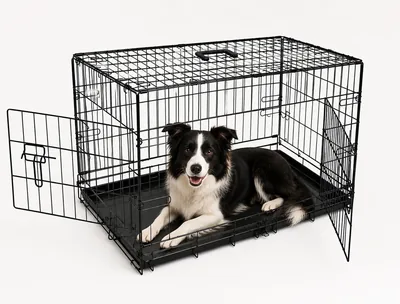 BUNNY BUSINESS Underdog Metal Dog Crate Black 2 Doors Best Deal