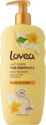 LOVEA - Lait Corporel - Monoï de Tahiti - Nourrit et Adoucit - Peau Très Sèche - 96% Origine Naturelle - Sans Silicone - Vegan - 85% de Réduction