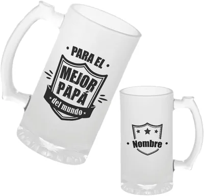 Tarro Cervecero Personalizado para Papá | con Nombre | Regalo Original para el Día del Padre y Cumpleaños (El Mejor Papá del Mundo)