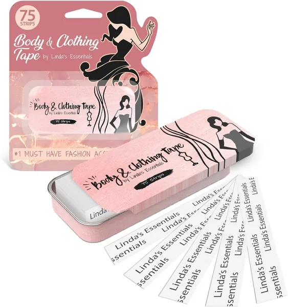 Double Sided Tape for Clothes, Body and Fashion Tape (75 Pack) | Clothing and Hem Adhesive for Women