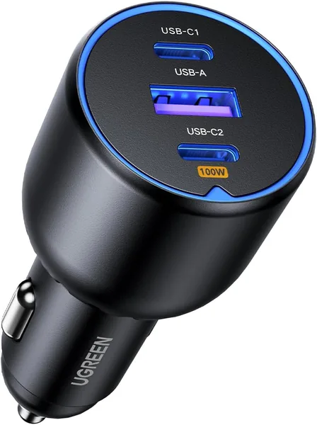 UGREEN Cigarette Lichter USB C 130W 3-Port Auto Ladegerät USB C 100W voor MacBook Pro, iPhone 17/17 Pro - 39% Korting