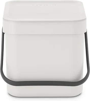 Bâche de tri Sort & Go Brabantia 6L (Gris Clair) - Système de tri facile avec poignée, couvercle amovible et ouverture permanente