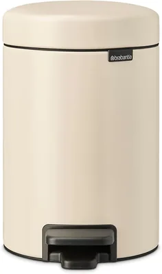 Brabantie Newcon Afvalemmer, Pedaalemmer, Zacht Beige, 3L | Ruimtebesparende Afvalbak met Soft-sluitende Deksel en Lichtvoetbediening