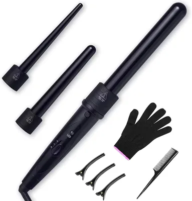 Rizador de Cabello 3 en 1 con Guantes, Rizador Cerámico Ajustable, Peines y Clips - Mejor Oferta