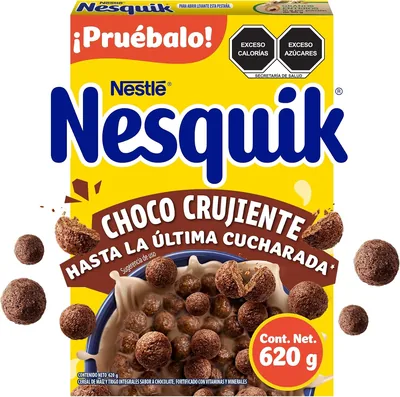 Cereales Nestlé Nesquik Mini Bolitas de Maíz Sabor Chocolate, Caja de 620g