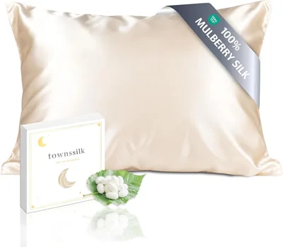 Townsilk Dwustronna Poszewka na Poduszkę z Jedwabiu Morwy - 100% Czysty Jedwab, Kwadratowa, 40x60 cm, Best Price