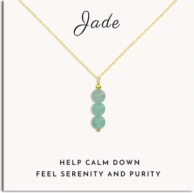 SmileBelle Crystal Necklace 14k Plated Gold Birthstone Jade/Mo Best Deal