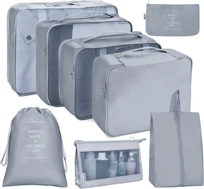 OSDU 8 Pack Sacs de Rangement Voyage - Organisateurs de Luggage/Sacs Étanches pour Vêtements, Chaussures, Cosmétiques, Toiletries - Meilleur Prix