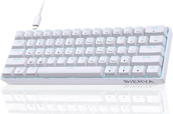 Teclado mecánico Dierya DK61se Mini 60% con interruptores rojos y retroiluminación azul, cable USB-C, 26% de descuento