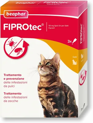 Beaphar FIPROtec Repellente per Gatti contro Pulci e Zecche - Confezione da 3 Pipette