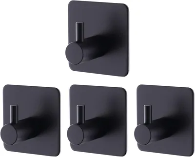 BillyBath Self-Adhesive Towel Holder, Black Matt, Stainless Steel