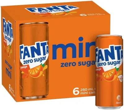 Fanta Orange Zero Sugar Mini Cans Multipack 6 x 250mL Best Deal