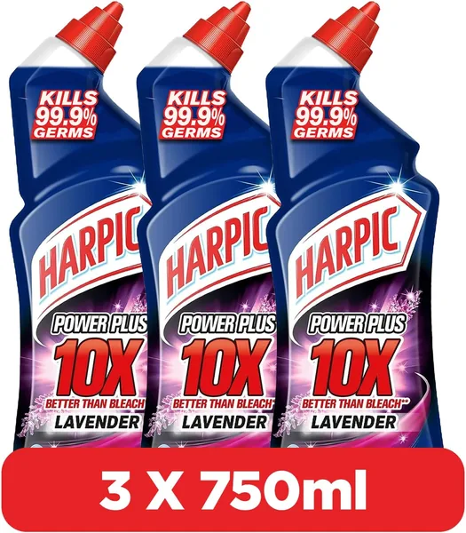 Harpic Power Plus Toilet Cleaner, Lavender Scent, 750ml x 3