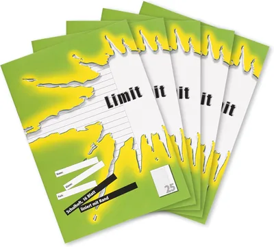 Limit A4 Übungsblock 16 Seiten Linienmuster 25 gestrichene Zeilen (Packung mit 5)