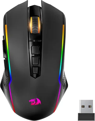 ماوس الألعاب Redragon M910-KS Ranger Lite اللاسلكي - 8000 DPI، مع زر نار، إضاءة RGB قابلة للبرمجة، تصميم أرجونومي - توفير 11%