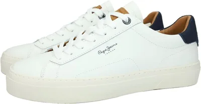 Pepe Jeans PMS30930 Zapatillas para Hombre, Blanco, Cómodas, Cordones y Suela de Goma Estirada Antideslizante