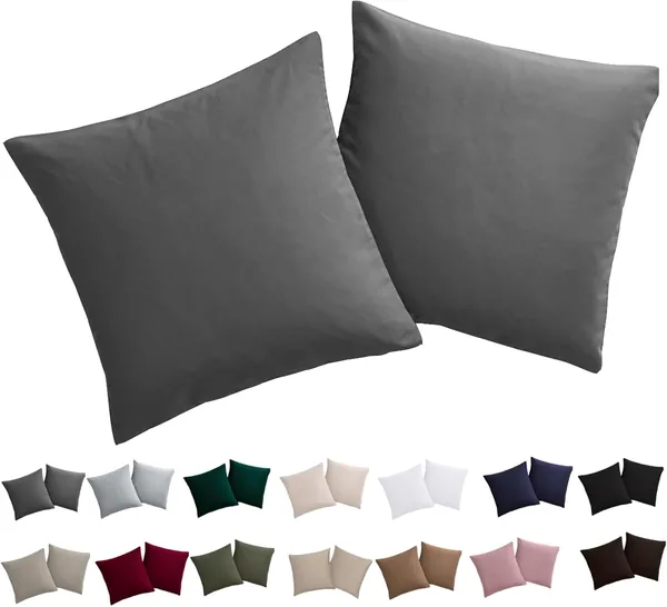 Soifox Set of 2 Pillowcases 80 x 80 cm Anthracite