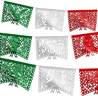 5 Guirnaldas de Papel Picado Héroes/Fiestas Patrias, 5 Metros Cada Una | Papel China