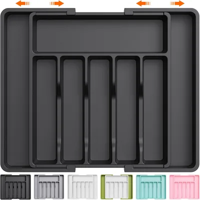 Lifewit Silverware Drawer Organizer, BPA Free Utensil Holder, Adjustable 3-Tier
