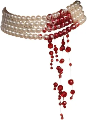 Vampire Choker Necklace - Dripping Blood Pearls
