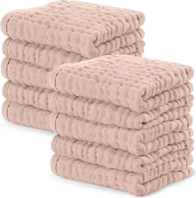 Baby Washcloths Muslin Cotton Large 10"x10" Soft Absorbent Towels