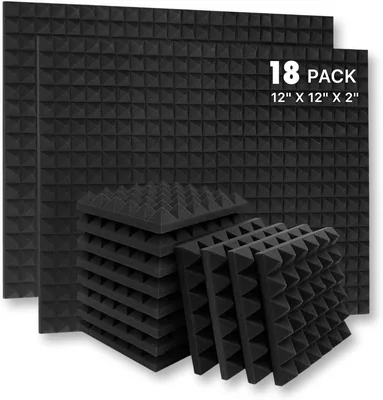YGM Acoustic Foams® पिरामिड एकॉस्टिक पैनल 12"×12"×2" मोटे | 38 घनत्व एकॉस्टिक फोम ध्वनि कमी और अवशोषण के लिए