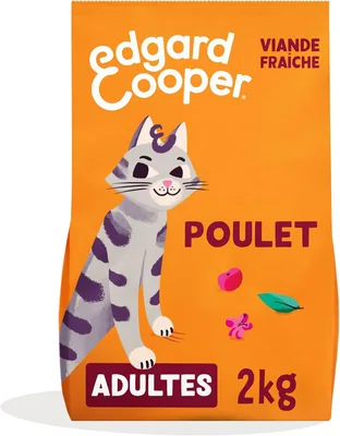 Edgard Cooper Sterilisés Nourriture pour Chat Adulte, Poulet 2 kg, Sans Grain, Frais Viande, Aliment Naturel, Kibble Protéine Élevée, Sans Ajout S