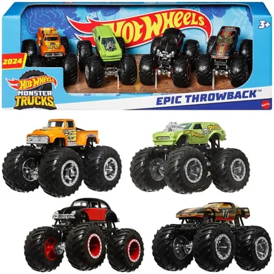 Caminhões Monster Hot Wheels Kit Surpresa 4 Carros Escala 1:64 para Crianças a partir de 3 anos - Melhor Preço