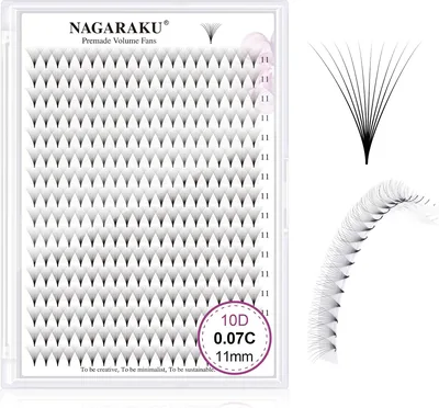 NAGARAKU 10D Premade Fans - Bouquet Volume Russe 320 Poils XL Pro 16 Rangées - Meilleures Affaires