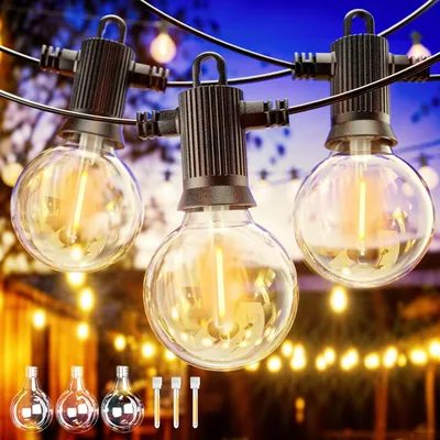 Iluminación exterior ZOTOYI de 45 metros, guirlanda LED G40 con 60 + 3 luces de hilo, luces de terraza resistentes al agua IP65